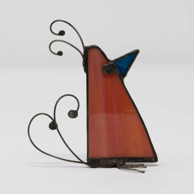 Stained glass orange bird art sculpture artwork handmade
