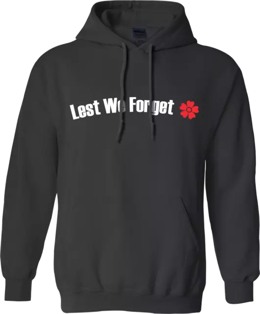 Lest We Forget Hoodie War Remembrance Day Poppy Flower British Armed Forces