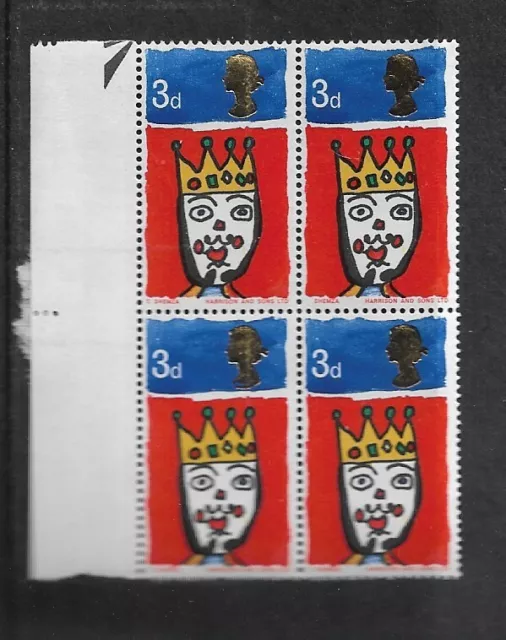 QEII 1966 Christmas 3d SG713c "MISSING T" variety positional block of 4 MNH 1126 2