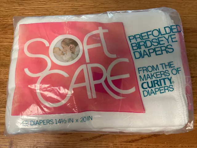 Soft Care Prefolded Birdseye 12 Diapers Curity Cloth Diapers New