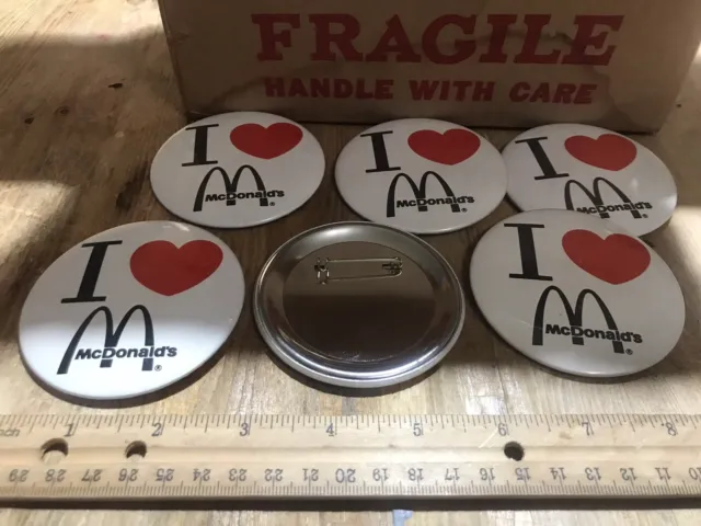 76 Vintage I Love McDonald’s Heart Pinback Button Pins