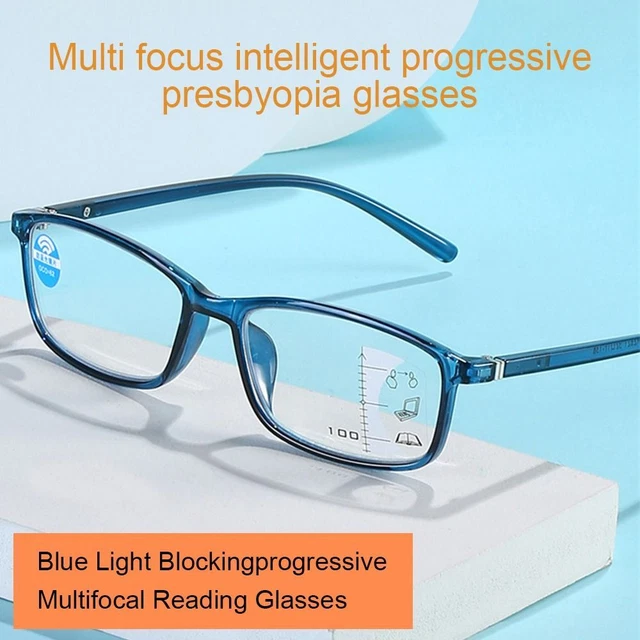Occhiali da lettura vintage progressivi multi focali ultraleggeri anti-luce blu