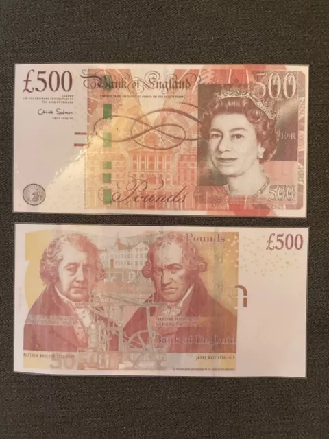 Pack of 2 -  £500 - Novelty Cash Bank Notes, Placeholder/Placeholder Cards
