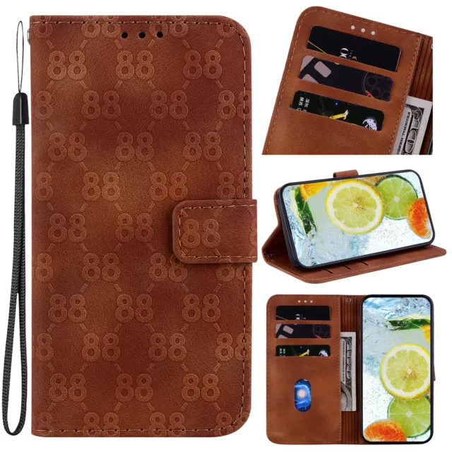 For Samsung A91 A81 M31 A21S Note 10 20 Leather Press Number Eight Magnetic Case