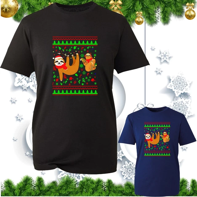 Sloth Hanging Merry Christmas Slowmate T-Shirt Xmas Santa Sloth Xmas Costume Top
