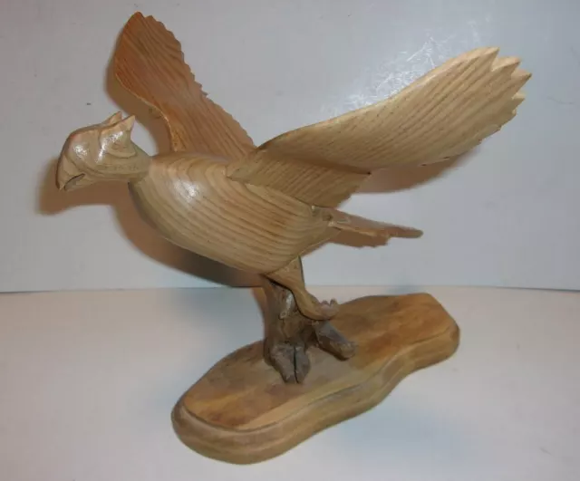 Vintage Carved Wooden Pheasant Figurine- By Wooden Birds Unlimited