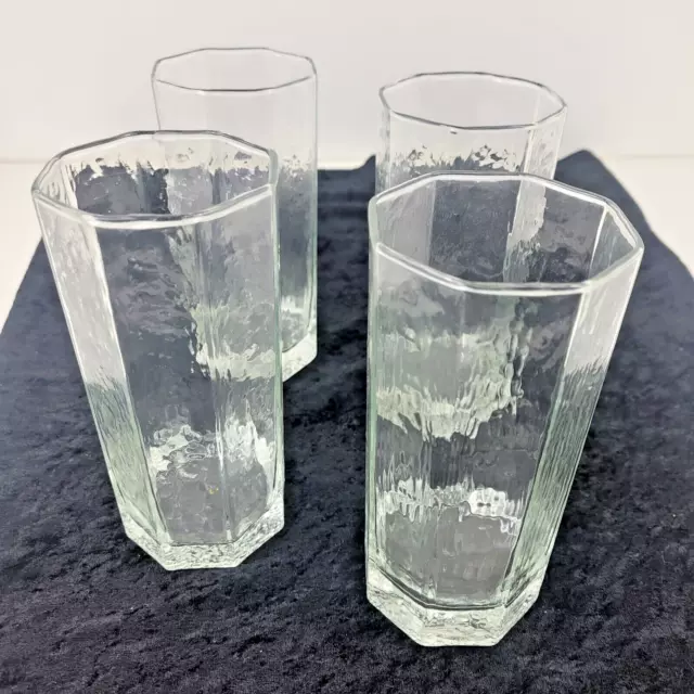 Set of 4 Vintage Libbey Facet Octagon Tumbler Ice Tea Glass 16 oz.