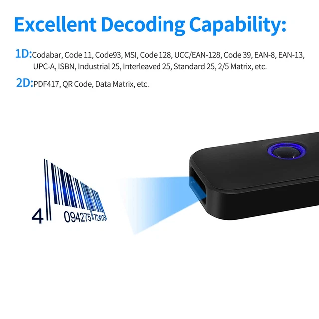 (BLACKSUPPORT 1D 2D QR Code)3-in-1 Barcode Scanner 1D/2D/QR Bar Reader ...