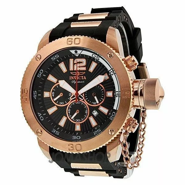 New! Invicta 7428 Signature II Russian Diver Black Dial Chronograph Mens Watch