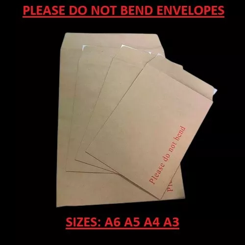 Manilla PLEASE DO NOT BEND Hard Backed Kraft Envelopes C6 C5 C4 C3