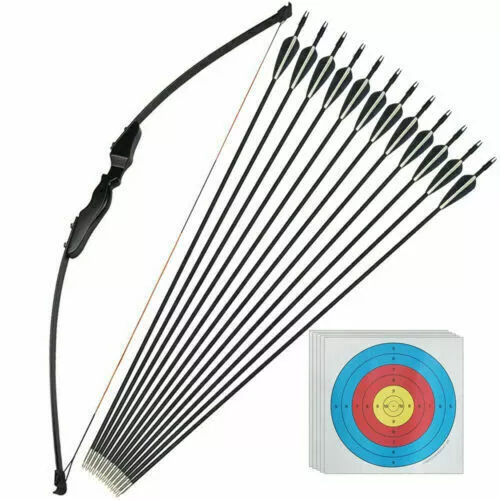 30/40LB Archery Recurve Wood Bow Longbow Set Arrow Adult Outdoor Hunting Target