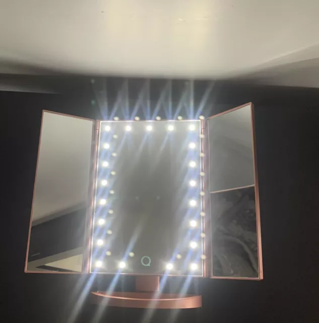 LED Makeup Mirror with Lights, 3X Magnification Touch Control Trifold Mirror