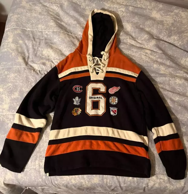 Old Time Hockey NHL Original 6 Black Adult Hoodie Sweatshirt