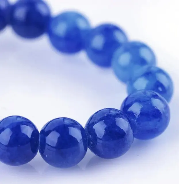Lot de 48 perles de Jade bleu de 8mm