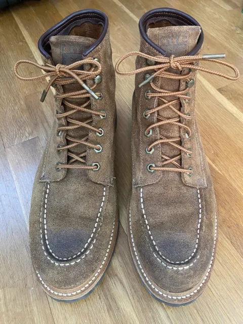 Frye Mens Dakota Mid Lace Moc Toe Suede Leather Boots - “Fatigue” Brown - 11.5