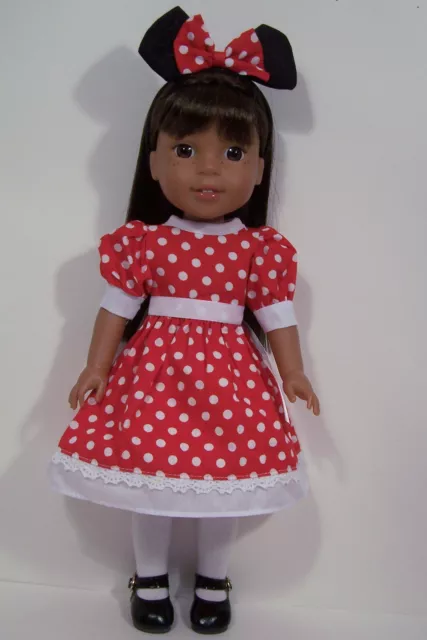 Minnie Mouse Dress Costume Doll Clothes For AG 14" Wellie Wisher Wishers (Debs*) 2