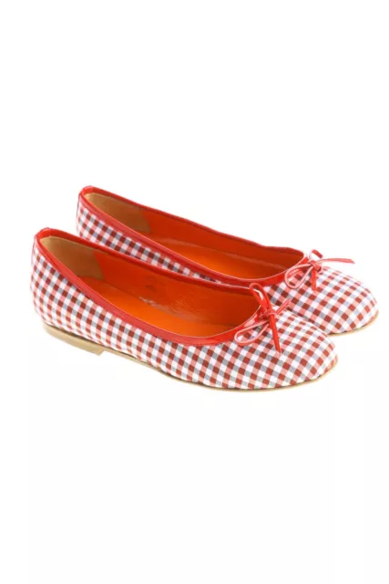 Saint-Honoré Paris Souliers ballerina flats Checked Bow 35.5 bordeaux white NEW