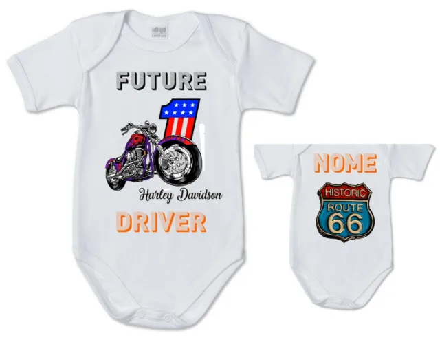 tutina neonato stampa future moto Harley davidson driver personalizzato nome