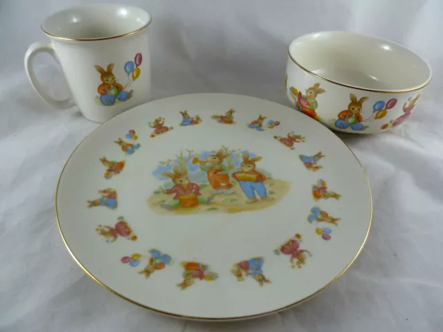 LI'L Bunny Collection Child's Meal Set Mount Clemens Pottery Vintage Japan