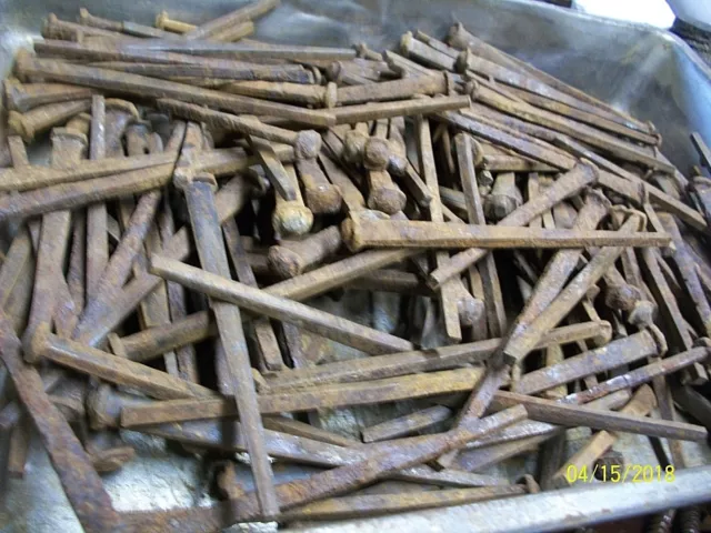 20, Big Early, Unused, Rusty, 4" Long !!, Square Steel Nails, Great Head ! Lot 2