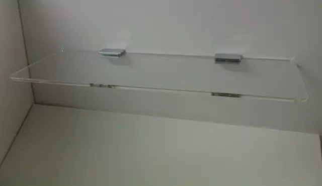 Clear Acrylic Straight Shelf in 5mm Perspex® With Chrome Fixing Brackets
