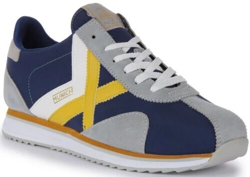 MUNICH Sapporo 160 Rétro Combo Daim Nylon Chaussure Bleu Gris Hommes UK 6 - 12