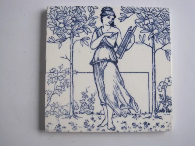 Antique 6" Wedgwood Classical Musicians In The Orange Grove Tile #6 - C1880