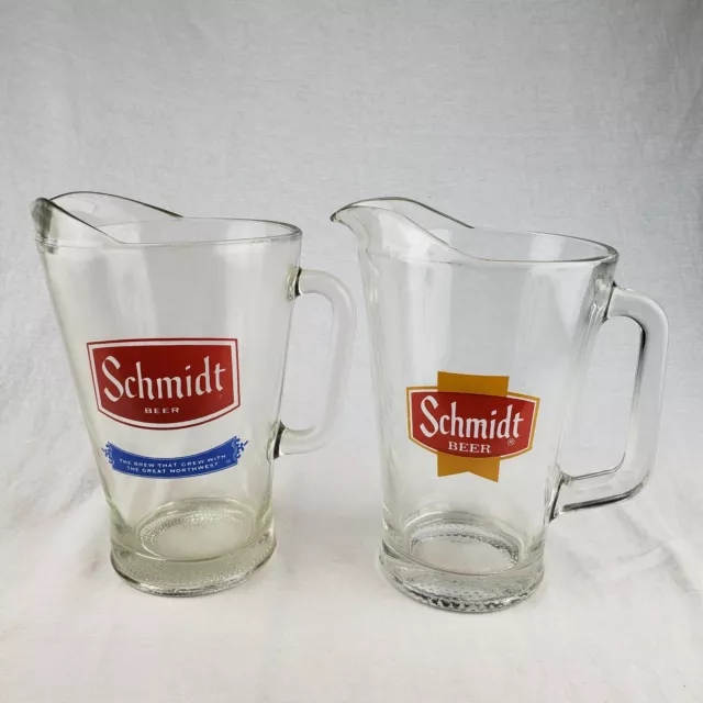 Vintage Schmidt Beer Glass Pitchers Brew That Grew Northwest Schmidt's Bar Decor