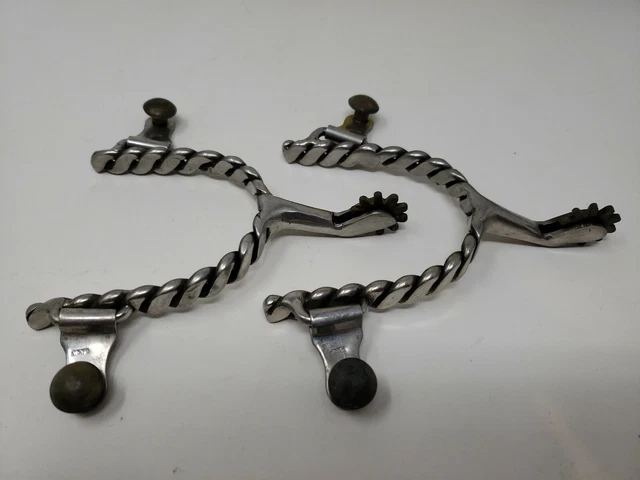 Pair Of Vintage Cowboy Spurs Made in Korea GUC, No Leather,  Stainless Steel