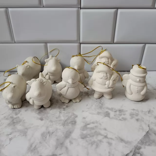 C-0504 Lot of (6) Christmas Mouse Ornaments 3.5T Ceramic Bisque Ready to  Paint
