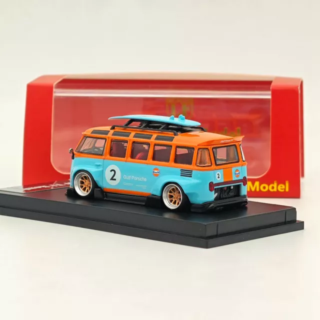 LF VW Kombi T1 Porsche Bus Gulf Diecast Toy Car Model Miniature Hobby Gifts 1:64