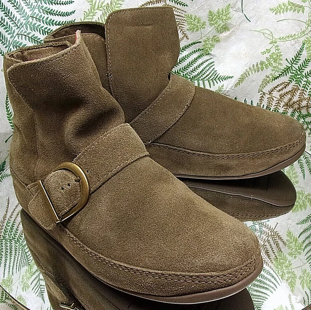 Fitflop Dash Brown Suede Leather Ankle Booties Walking Comfort Shoes Womens Sz 8