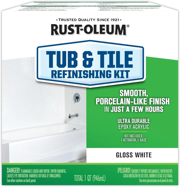 RUSTOLEUM 384165 TUB And Tile Refinishing 2Part Kit, Gloss White