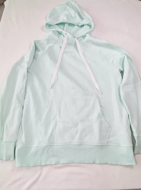 Under Armour UA Women's Rival Fleece Hoodie Sweatshirt mint green Loose Sz S