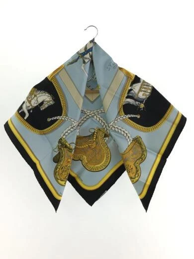 HERMES Carr  90   GRAND APPARAT   Horse   Silk   BLK   Total pattern   Ladies