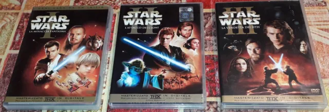 3 DVD Film saga Star Wars Episodio I - Episodio II - Episodio III