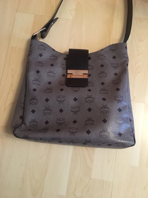 MCM Tasche, Umhängetasche - Top Zustand - Silber/Braun - ID Karte + Staubbeutel