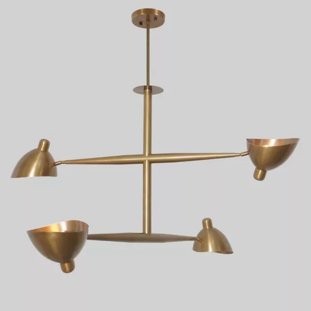 Style Italien Quatre Lumières Laiton Spoutnik Lustre Luminaire Brut Laiton Ceili