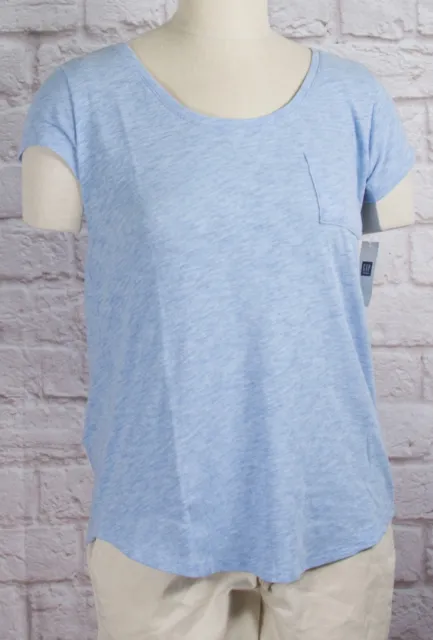 NWT Womens GAP Short Sleeve Easy Scoop Neck Pocket T-Shirt Hanover Blue - 806816