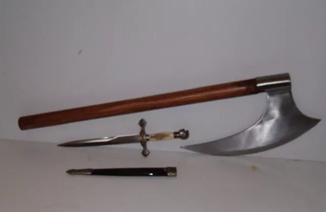 2 Pc.  Medieval Set, 27" Bearded Battle Axe Dagger W/Sheath , Free Shipping