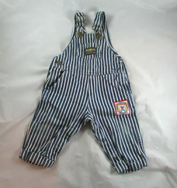 Osh Kosh B'Gosh Railroad Stripes Bib Overalls VestBak Baby Size 12 Months