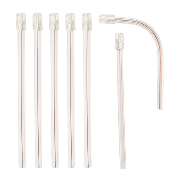 Bag of 100 Dental Disposable Saliva Ejectors - Clear Body with White/Blue Tips