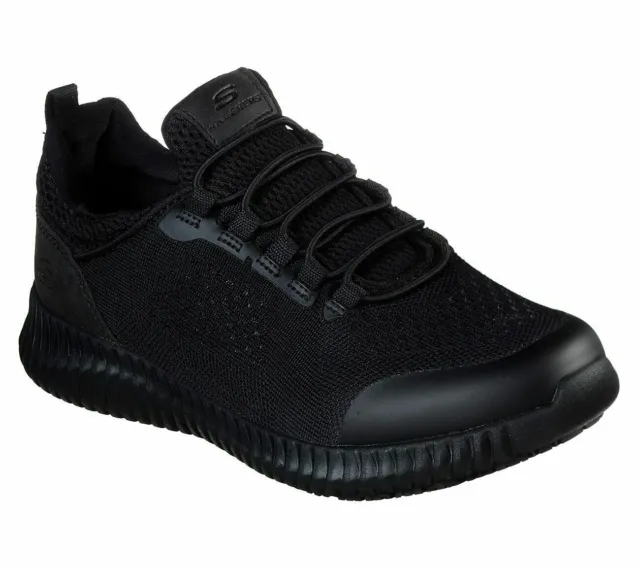 Slip Resistant Skechers Black Shoes Women Work Memory Foam Slip On Comfort 77260
