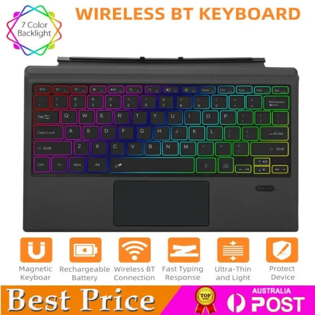 For Microsoft Surface Pro9 8 7 6 5 4 3 GO2 3 Bluetooth Backlit Keyboard Touchpad