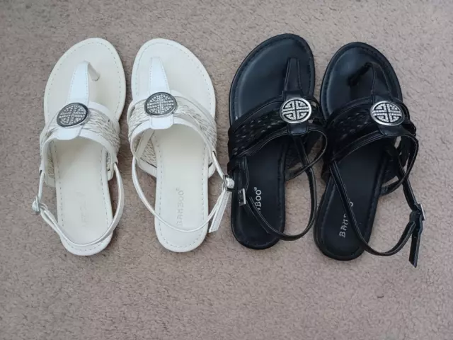 Women's Braided Strappy spring Sandals size 5.5 ~two pairs!! Black and White