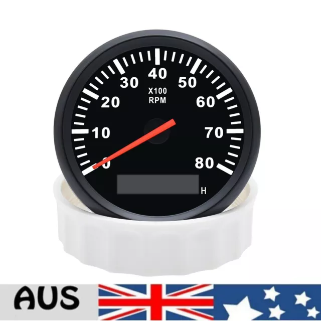85mm Tachometer Tacho Meter Gauge with LCD Hourmeter 0-8000RPM For Car Boat
