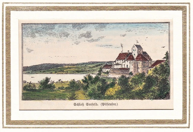 Schloss Seefeld LK Starnberg Oberbayern Bayern Ansicht Holzstich woodcut 1880
