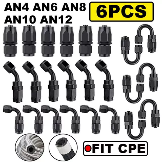 6Pcs AN4 AN6 AN8 AN10 AN12 Swivel End Fitting Adapter CPE Oil Fuel Gas Hose Line