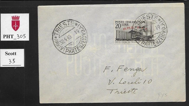 PHT_305. TRIESTE FTT. Letter w. 1949 27th FIERA DI MILANO. Scott 35.