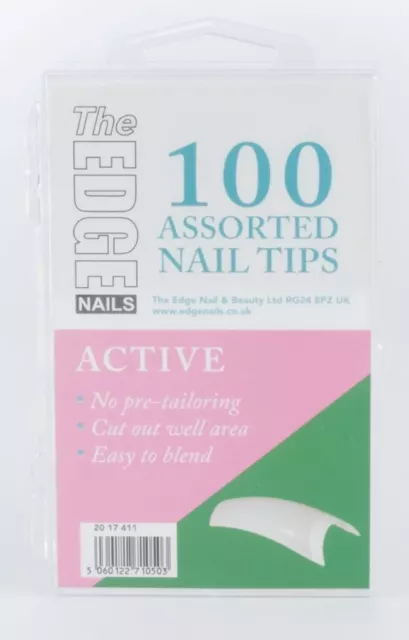 The Edge Active Nail tips 100 assorted size no pre tailoring blend false nails